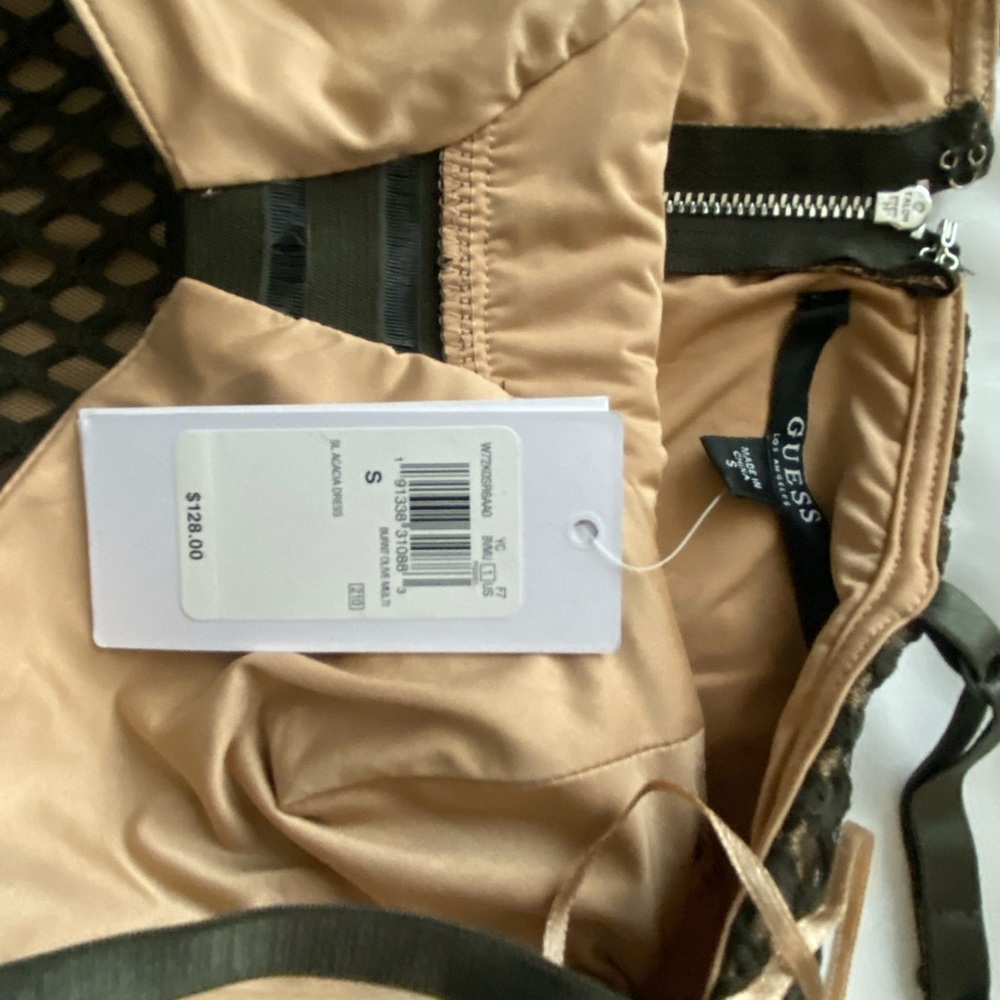 GUESS dress in Olive and Nude/Cream - NWT (NY Eve Dress, Christmas Dress, etc) - Picture 8 of 9